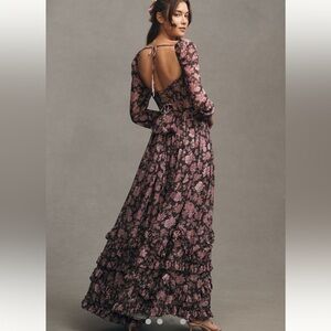 Anthropologie X V. Chapman Carmella Corset Side-Slit Chiffon Maxi Dress …